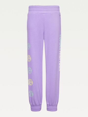 Lány Tommy Hilfiger Organic Pamut Pastel Print Melegítő Nadrág Lila | HU 1866CTV